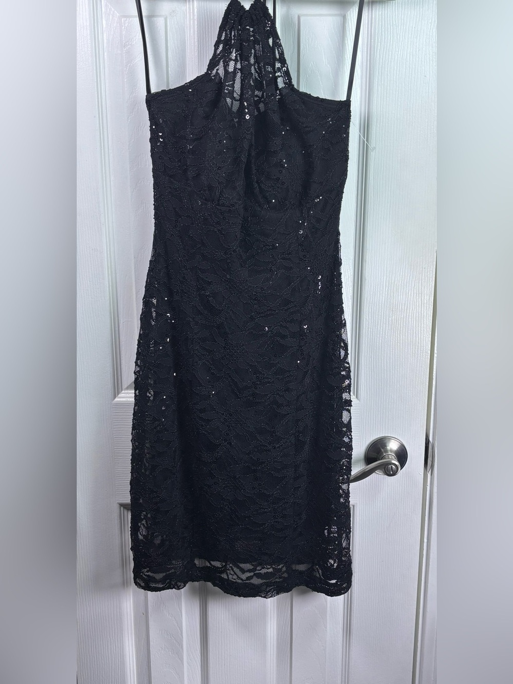 Fredericks of Hollywood Black Lace Halter Neck Dress XL - Picture 4 of 15